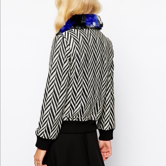 Self-Portrait Faux Fur-trimmed Bomber Jacket - Picture 5 of 8